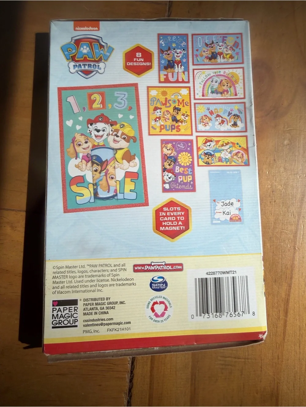Paw Patrol paper Valentines Pack with magnets NEW IN BOX